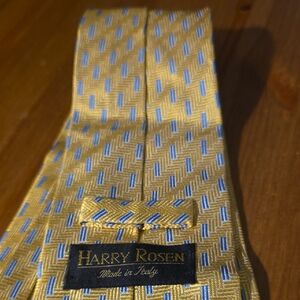 Harry Rosen Gold and Blue Patterned Tie